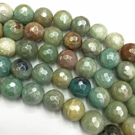 10mm Faceted Amazonite Beads, Round Gemstone Beads, Wholesale Beads