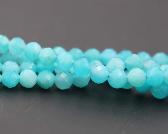 5mm Natural Amazonite Faceted Small Size Beads,5mm Small Size Beads Wholesale Bulk Supply,15 Inches One Starand