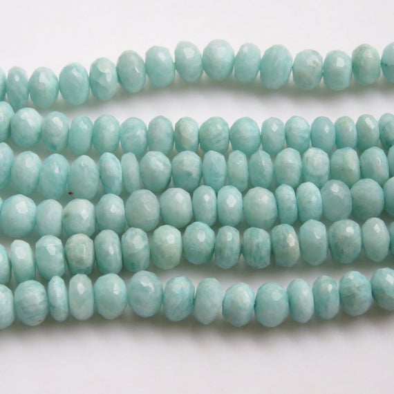 Amazonite Faceted Rondelle Beads, 8mm To 9mm Amazonite Rondelle Beads, Natural Amazonite Rondelles, 8 Inch Strand, Gds1365