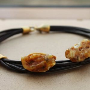 Raw Honey Amber Leather Necklace  Ocher Amber | Natural genuine Amber necklaces. Buy crystal jewelry, handmade handcrafted artisan jewelry for women.  Unique handmade gift ideas. #jewelry #beadednecklaces #beadedjewelry #gift #shopping #handmadejewelry #fashion #style #product #necklaces #affiliate #ad