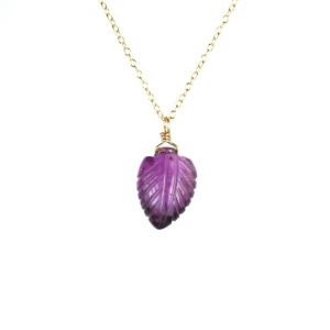 Leaf necklace, carved amethyst necklace, purple leaf pendant, February birthstone, an amethyst leaf on a dainty 14k gold filled chain | Natural genuine Array jewelry. Buy crystal jewelry, handmade handcrafted artisan jewelry for women.  Unique handmade gift ideas. #jewelry #beadedjewelry #beadedjewelry #gift #shopping #handmadejewelry #fashion #style #product #jewelry #affiliate #ad