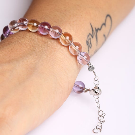 Natural Ametrine Bracelet, Calming Bracelet, Delicate Bracelet, Gift For Women, Crystal Bracelet, Healing Bracelet, Yoga Bracelet