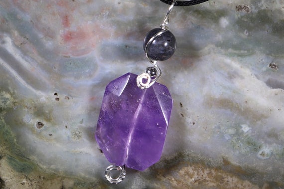 Ametrine And Larvikite Healing Stone Necklace With Positive Healing Energy!