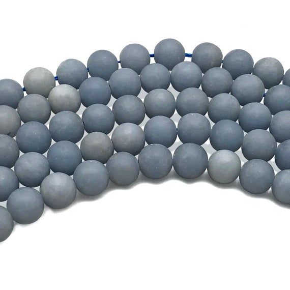 8mm Matte Angelite Beads, Round Gemstone Beads, Wholesale Beads