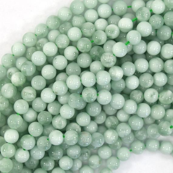 Natural Green Angelite Round Beads Gemstone 15.5" Strand 4mm 6mm 8mm 10mm 12mm