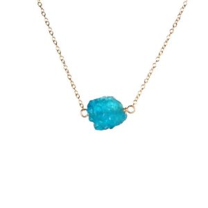 Shop Apatite Jewelry! Apatite necklace, raw crystal necklace, blue crystal, ocean blue stone, a apatite gem wire wrapped onto 14k gold filled chain | Natural genuine Apatite jewelry. Buy crystal jewelry, handmade handcrafted artisan jewelry for women.  Unique handmade gift ideas. #jewelry #beadedjewelry #beadedjewelry #gift #shopping #handmadejewelry #fashion #style #product #jewelry #affiliate #ad