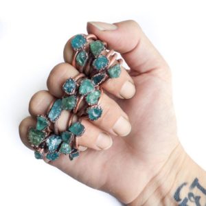 Rough apatite ring | Blue apatite ring | Large neon apatite ring | Blue apatite jewelry | Raw apatite jewellery | Raw stone ring | Natural genuine Apatite rings, simple unique handcrafted gemstone rings. #rings #jewelry #shopping #gift #handmade #fashion #style #affiliate #ad