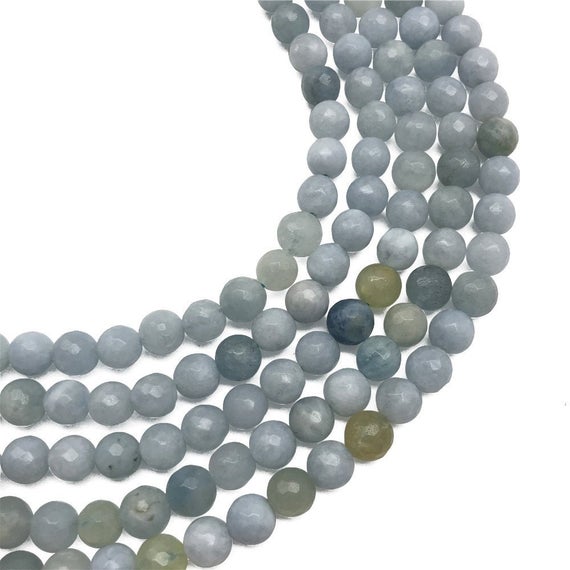10mm Faceted Aquamarine Beads, Round Gemstone Beads, Wholesale Beads