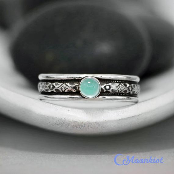Sterling Silver Mens Aquamarine Ring, Promise Ring For Him, March Birthstone Ring | Moonkist Designs