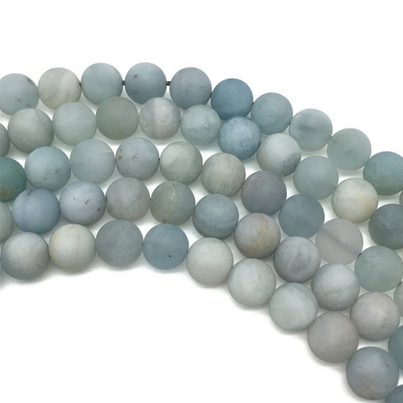 8mm Matte Aquamarine Beads, Round Gemstone Beads, Wholesale Beads