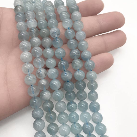 8mm Natural Aquamarine Beads, Round Gemsstone Beads, Wholesale Beads