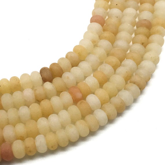 6x4mm Matte Yellow Aventurine Rondelle Beads, Rondelle Stone Beads, Gemstone Beads