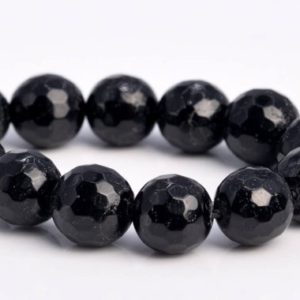 Shop Black Tourmaline Faceted Beads! 7-8MM Black Tourmaline Beads A Genuine Natural Gemstone Half Strand Micro Faceted Round Loose Beads 7.5" BULK LOT 1,3,5,10,50 (103653h-936) | Natural genuine faceted Black Tourmaline beads for beading and jewelry making.  #jewelry #beads #beadedjewelry #diyjewelry #jewelrymaking #beadstore #beading #affiliate #ad