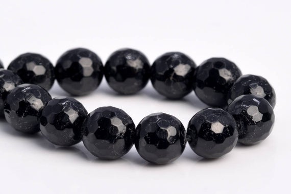 7-8mm Black Tourmaline Beads A Genuine Natural Gemstone Half Strand Micro Faceted Round Loose Beads 7.5" Bulk Lot 1,3,5,10,50 (103653h-936)