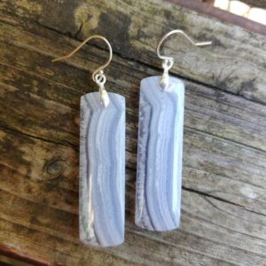 Long rectangle blue lace agate earrings.  Silver blue lace agate earrings. Gold blue lace agate. Rose gold blue lace agate | Natural genuine Blue Lace Agate earrings. Buy crystal jewelry, handmade handcrafted artisan jewelry for women.  Unique handmade gift ideas. #jewelry #beadedearrings #beadedjewelry #gift #shopping #handmadejewelry #fashion #style #product #earrings #affiliate #ad