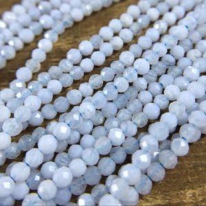 Shop Blue Lace Agate Beads! 2mm Blue Lace Agate Beads Micro Faceted Round Blue Lace Agate Beads Blue Gemstone Beads Supplies Jewelry Beads 15.5" Full Strand | Natural genuine beads Blue Lace Agate beads for beading and jewelry making.  #jewelry #beads #beadedjewelry #diyjewelry #jewelrymaking #beadstore #beading #affiliate #ad
