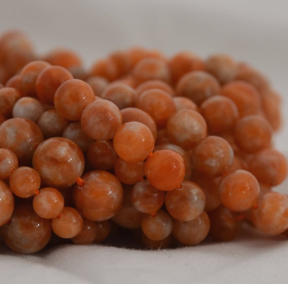 Orange Calcite Round Beads - 6mm, 8mm, 10mm Sizes - 15" Strand - Natural Semi-precious Gemstone
