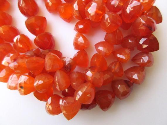 Carnelian Faceted Trillion Shaped Beads, Triangle Shaped Carnelian Faceted Beads, 7mm Each, 10 Inch Strand, Gds623