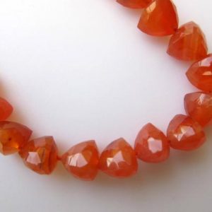 Shop Carnelian Faceted Beads! Carnelian Faceted Trillion Shaped Beads, Trillion Shaped Carnelian Faceted Beads, 9mm Each, 10 Inch Strand, GDS622 | Natural genuine faceted Carnelian beads for beading and jewelry making.  #jewelry #beads #beadedjewelry #diyjewelry #jewelrymaking #beadstore #beading #affiliate #ad