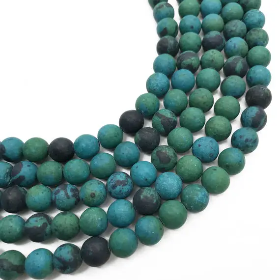 8mm Matte Chrysocolla Beads, Round Gemstone Beads, Wholesale Beads