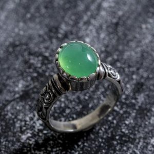 Shop Chrysoprase Rings! Bohemian Chic Ring, Real Chrysoprase, Natural Chrysoprase Ring, Green Chrysoprase, Vintage Silver Ring, May Birthstone, Chrysoprase | Natural genuine Chrysoprase rings, simple unique handcrafted gemstone rings. #rings #jewelry #shopping #gift #handmade #fashion #style #affiliate #ad