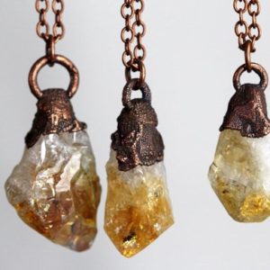 Citrine Pendant – Raw Crystal Necklace – November Birthstone – Simple Layering Necklace – Raw Citrine Pendant | Natural genuine Gemstone pendants. Buy crystal jewelry, handmade handcrafted artisan jewelry for women.  Unique handmade gift ideas. #jewelry #beadedpendants #beadedjewelry #gift #shopping #handmadejewelry #fashion #style #product #pendants #affiliate #ad