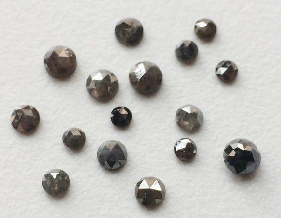 Dark Gray Rose Cut Natural Diamond Loose, 2.5-3mm Calibrated Dark Gray Rose Cut Diamond, Melee Diamond For Jewelry (1pc To 8pcs) - Vicpa5053