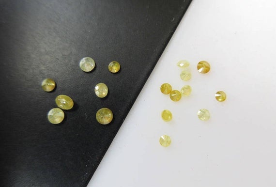 20 Pieces 1mm/1.5mm To 2.5mm Yellow Brilliant Cut Faceted Round Shaped Diamonds Loose, Natural Yellow Solitaire Diamonds, Dds496/2
