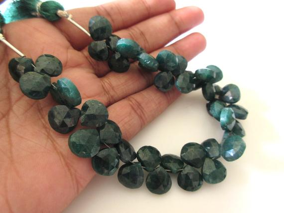 Green Corundum/emerald Heart Shape Briolette Beads, Emerald Faceted Heart Beads, 9mm To 10mm Emerald Heart Beads, Emerald Stone, Gds1161