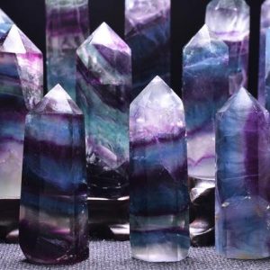 Rainbow Tats Fluorite Tower/Purple Green Pink Fluorite Point decor/Colorful Rock/Healing Stone-1 point-Approx.2~4 inches height |  #affiliate