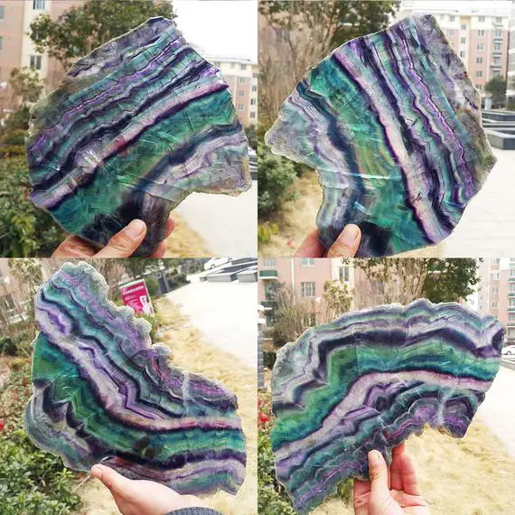Raw Large Rainbow Tats Fluorite Slice/rainbow Fluorite Decor/colorful Rock/healing Stone/calming/reiki/chakra/zen-selected At Random 0.5~2kg