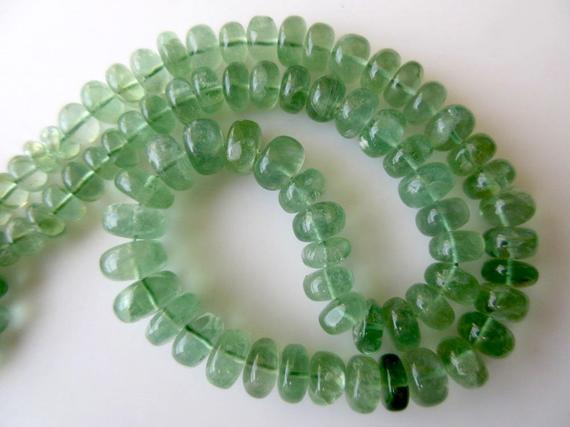 Huge Fluorite Rondelle Beads, Smooth Green Fluorite Beads, 6-12mm Each, 17 Inch Strand, Gds608