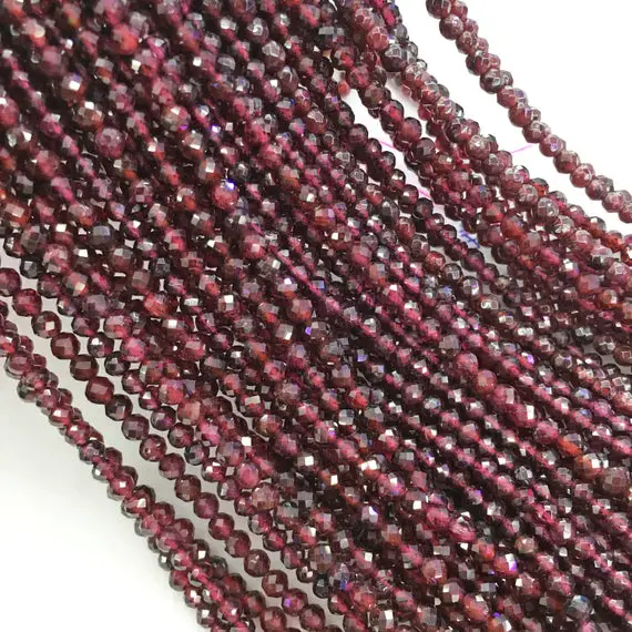 Faceted Garnet Beads, Gemstone Beads, Wholesale Beads, 3mm, 4mm