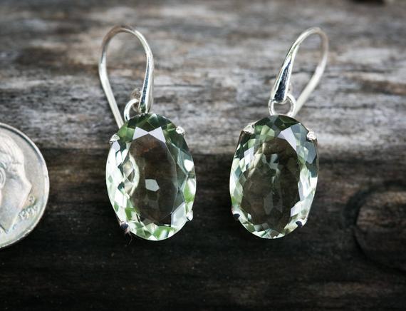 Stunning Prasiolite Dangle Earrings, Green Amethyst, Green Quartz Stunning Prasiolite Earrings - Green Quartz - Green Amethyst Dangles