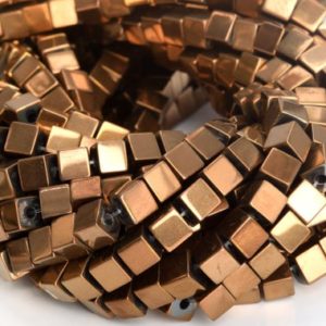 Shop Hematite Bead Shapes! Rose Gold Tone Hematite Cube Gemstone Loose Beads 6x6MM 8x8MM 10x10MM Bulk Lot Options | Natural genuine other-shape Hematite beads for beading and jewelry making.  #jewelry #beads #beadedjewelry #diyjewelry #jewelrymaking #beadstore #beading #affiliate #ad