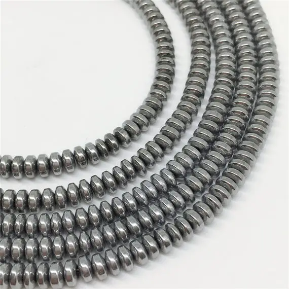 4x2mm Silver Hematite Beads, Hematite Rondelle Beads, Hematite Jewelry