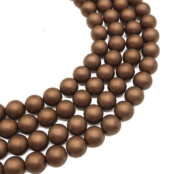10mm Matte Bronze Hematite Beads, Round Hematite Beads, Hematite Jewelry