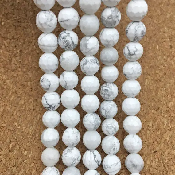 8mm Faceted White Howlite Beads, Gemstone Beads, Wholasela Beads