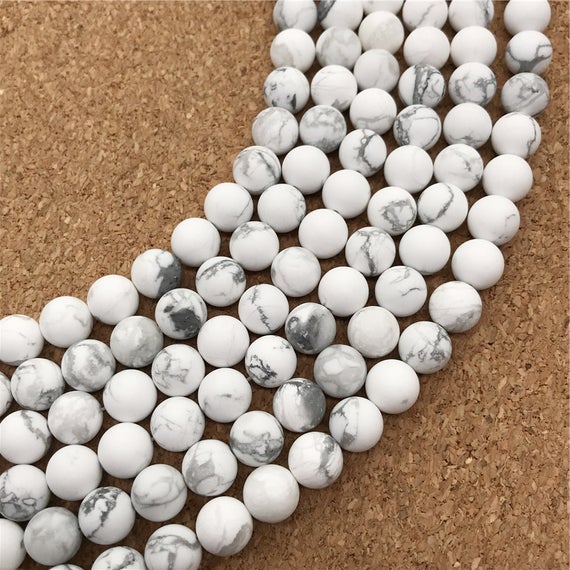 10mm Matte White Howlite Beads, Round Gemstone Beads, Wholesale Beads
