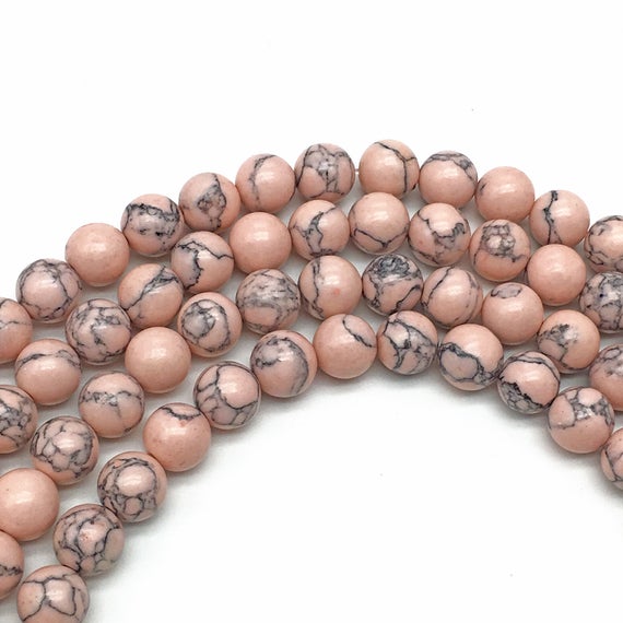 10mm Pink Howlite Turquiose Beads, Round Gemstone Beads, Wholesale Beads