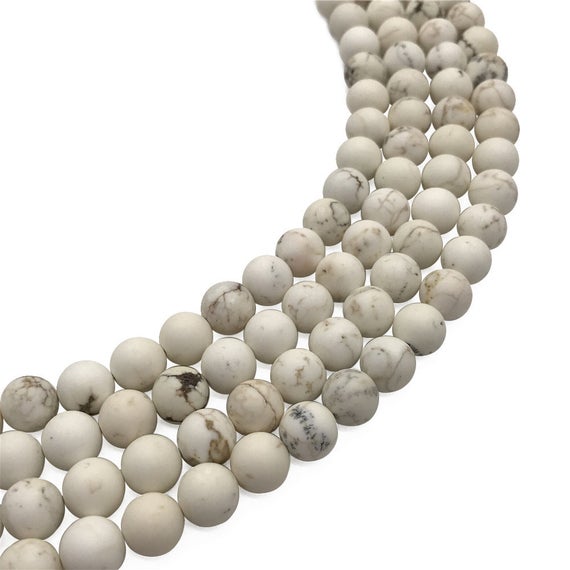 8mm Matte White Howlite Beads, Round Gemstone Beads, Wholesale Beads
