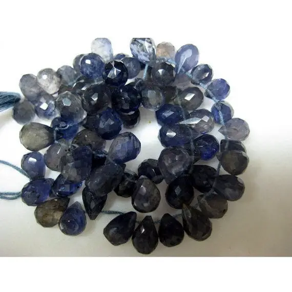 6x8mm-7x10mm Iolite Faceted Tear Drop Beads, Iolite Micro Faceted Briolettes, Iolite Faceted Dorps For Jewelry (20pcs To 40pcs Options)