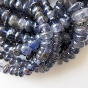 Iolite Smooth Rondelles 5 Huge Ink Blue Water Sapphire Semi Precious Gemstone Beads