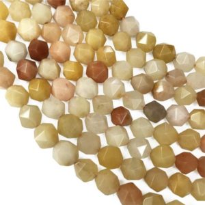 Shop Jade Faceted Beads! Faceted Yellow Jade Beads, Star Cut Beads, Gemstone Beads, 8mm, 10mm | Natural genuine faceted Jade beads for beading and jewelry making.  #jewelry #beads #beadedjewelry #diyjewelry #jewelrymaking #beadstore #beading #affiliate #ad