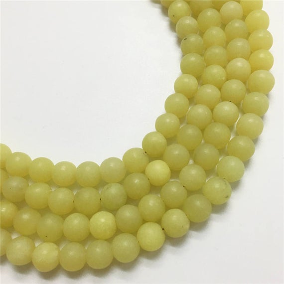 8mm Matte Jade Beads, Yellow Gemstone Beads, Wholesale Beads