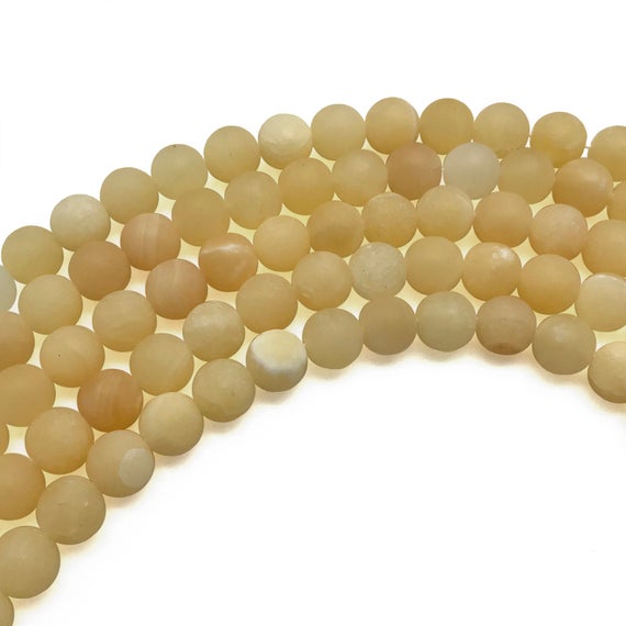 8mm Matte Yellow Jade Beads, Gemstone Beads, Wholesale Beads