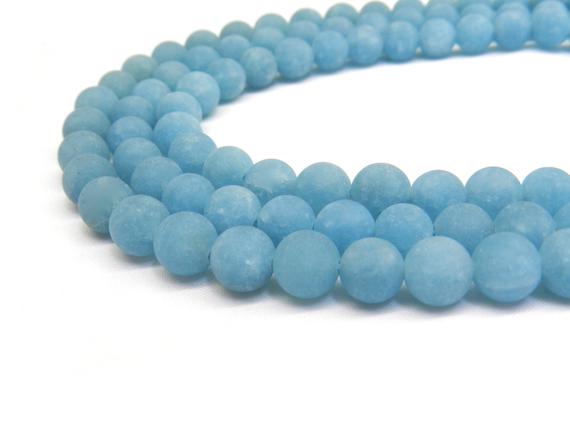 Blue Jade, Matte Beads, 8mm Beads, Jade Beads, Frosted Beads, Light Blue Beads, Matte Jade, Sky Blue Beads, 10mm Beads, Jade Gemstone