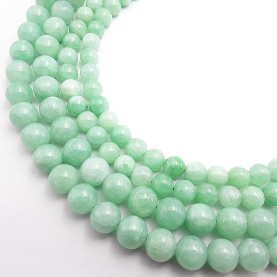 Cloudy Emerald Green Dyed Jade Smooth Round Beads 6mm 8mm 10mm 15.5" Strand