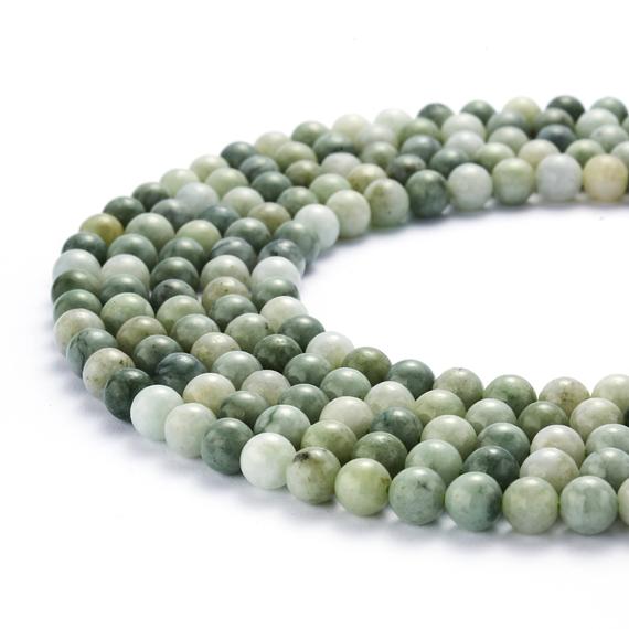 Natural Light Green Jade Smooth Round Beads 4mm 6mm 8mm 10mm 15.5" Strand