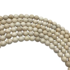 Shop Jasper Faceted Beads! 6mm Faceted Fossil Jasper Beads, Ivory White Jasper Beads, Round Gemstone Beads, Wholesale Beads | Natural genuine faceted Jasper beads for beading and jewelry making.  #jewelry #beads #beadedjewelry #diyjewelry #jewelrymaking #beadstore #beading #affiliate #ad